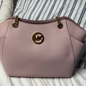 Michael Kors Light Pink Shoulder Bag with Gold Accents